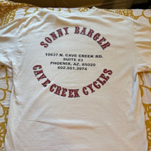 RARE SONNY BARGER CAVE CREEK CYCLE MOTORCYCLE SHOP T-SHIRT SIZE L - Picture 8 of 16